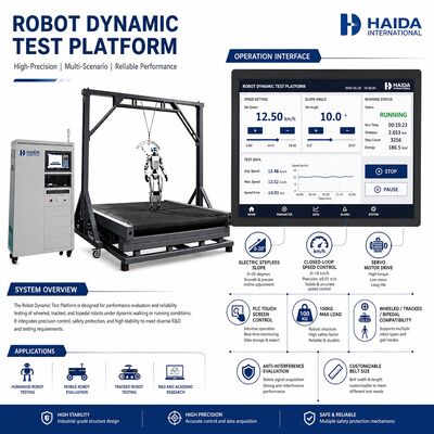 HD-Roboter-Dynamische Prüfplattform Geh-Stabilitätsprüfung Maschinenausrüstung Einstellbare Steigung 0 20 Grad Geschwindigkeitsregelung 0 18 km/h