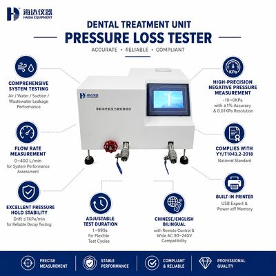 Dental Treatment Unit Pressure Loss Tester Negative Pressure Decay Testing Machine 0.01 kpa Resolution Dental Equipment