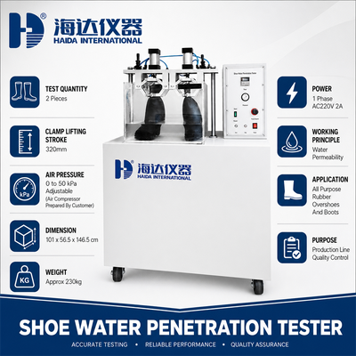HAIDA Schuh-Wasserdurchdringungsprüfgerät Gummistiefel Wasserdurchlässigkeitsprüfmaschine für Schuhprüfgeräte